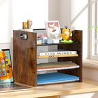 Boershun Wood Desk Organizer - 4-Tier Desktop File Organizer, Wooden Paper Organizer, Office Desk Organization for Accessories, Papers, Mail, Notebooks, Stationery