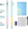 Shuttle Art 4 in 1 Multicolor Pen, 2 Pack Retractable Ballpoint Pens with 1.0mm Black Blue Red Ink and 0.5mm Mechanical Pencil, Multifunction Pens Fresh Style Gift Set for Writing School Office Home