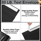 Marspark 100 Qty #10 Black Business Envelopes 80 lb 4-1/8'' x 9-1/2'' Peel Press Letter Size Envelopes Professional Mailing Printable for Security Office Use Home Mail