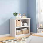 Bevfint 30" Bookcase, White Floor Standing Bookshelf, 2-Tier Display Shelves Open Storage Organizer, Book Case for Living Room Hallway Kitchen Home Office Bedroom, White 2 Tiers