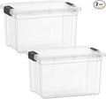 Superio Clear Storage Boxes with Lids, 49 Quart Plastic Container Bins for Organizing, Stackable Crates, BPA Free, Non Toxic, Odor Free, Organizers for Home, Office, School, and Dorm, 2 Pack
