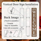 Farmhouse Wooden Merry Christmas Welcome Sign Stand for Front Door, 47" Large Welcome Sign for front porch, Rustic Vertical Tall Xmas Gift Porch Leaner Decor for Outdoor Patio Garden