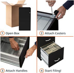 Lorell LYS SOHO Box/File/File 3-Drawer Mobile File Cabinet, Black
