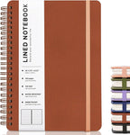 ABERLLS Brown Lined Spiral Journal Notebook with 160 Pages, 8×5.7in, A5 Spiral Notebook, Journaling Notebooks for Work, School, Women, Men, College Ruled Spiral Notebook, Hardcover Leather Journals