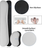 Bloss Leather Desk Pad and Keyboard Wrist Rest, Large Mouse Pad + Keyboard Pad+Mouse Wrist Support, Non-Slip Desk Mat Protector for Office, Home(31.5×15.7 Inches, Light Grey)
