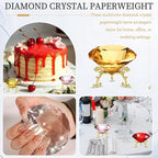 PATIKIL Diamond Crystal Paperweight, 80mm / 3.15" Crystal Paperweight Paper Weight with Gold 19 Metal Base for Home Office Desktop Table Decor Wedding Party Ornaments, Brown