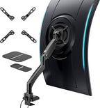 AVLT Single 17"-57" Super Ultrawide Monitor Arm for Screens Up to 59.5 lbs, Premium Aluminum Desk Stand, Adjustable Pneumatic Height, Full Motion Swivel Tilt Rotation, USB-C & USB-A Ports, Black