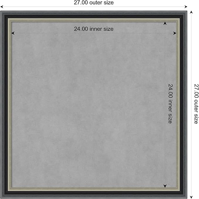 Amanti Art Black Framed Magnetic Board 27x27 Medium Vision Board for use with Magnets, 100% Metal Sheet to Display Items as Office Decor or for Home Organization in mudroom, Kitchen or Kids Room
