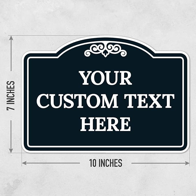 Custom Decorative Sign, Personalized Metal Sign for Business, Driveway, Home, Airbnb, Office Door Plaque, Black Background, 7x10 Inches, ACM, Fade Resistant, Made in USA