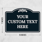 Custom Decorative Sign, Personalized Metal Sign for Business, Driveway, Home, Airbnb, Office Door Plaque, Black Background, 7x10 Inches, ACM, Fade Resistant, Made in USA