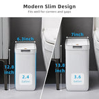 MOPALL 2 Pack Bathroom Trash Can with Lid, 3.6Gal + 2.4Gal Garbage Can with Pop-Up Lid, Small Trash Can Dog Proof, Slim Trash Bin Waste Basket for Toilet, Office, Bedroom, Living Room, Kitchen (White)