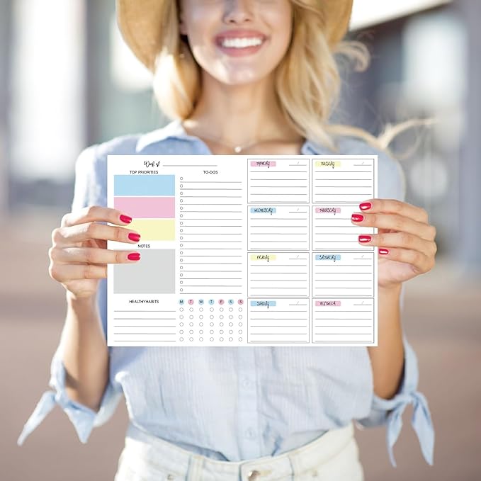 JAMIEKA 52Color Weekly Tearable Planners Pad for Efficient Time Management Goal Tracking On Paper Schedule Notepad for Student