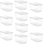 Vtopmart 10 Pack Clear Stackable Storage Bins with Lids,XLarge Plastic Containers with Handle for Pantry Organizer and Storage,Perfect for Kitchen,Fridge,Cabinet, Closet,Bathroom Organization