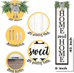 LuZhiQiang Welcome Sign for Front Porch Outdoor Home Sweet Home, 45"X9" For Large Front Door Wreath Standing Wooden Frame Tall Vertical Leaner Long Signs, Rustic Outside Farmhouse Garden Patio Decor (Black?