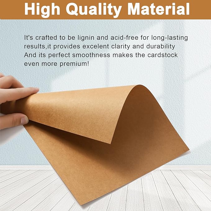 Silunkia 120 Sheets Brown Cardstock 8.5 x 11 Kraft Paper, 92lb Thick Printer Paper Card Stock for Greeting Cards, Stationery, Wrapper, Office Printing, Crafts, Invitations