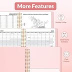 SUNEE 2026 Weekly and Monthly Planner - from January 2026 - December 2026, Daily Agenda Planner with Monthly Tab, Flexible Cover, Note Pages, Pockets, Bookmark, Spiral Binding, Pink, 6.4" x 8.3"