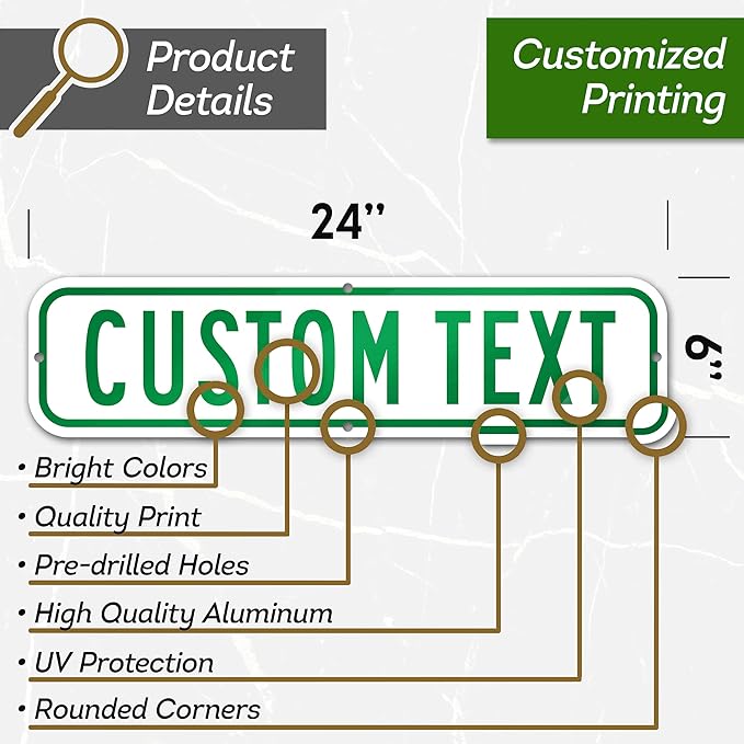 Custom Street Sign, Address Sign, 8 Colors, Reflective Option, Mounting Options, 6x24 Inch, Thick Rust-Free AlumaBond, Made in USA By My Sign Center (Contour)
