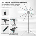 SmallRig 110"/9.2ft Photography Light Stand with Boom Arm, Heavy-Duty Aluminum Air-Cushioned Light Tripod Stand with 1/4" Screw for Softbox, Studio, Flash, Ring Light, Camera, 11lbs Max Load, RA-S280A