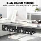 2 Pack Under Desk Cable Management Tray, 16.5" L x 4.7" W x 6.8" H, Wire Organizer for Power Strip, Tape Mount or Screw Mount, Easy Install Cord Raceway for Desk & Home