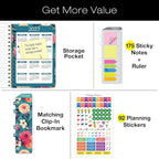 HARDCOVER 2026 Planner, 5.5"x8": 14 Months (November 2025 - December 2026), Daily Weekly Monthly Planner, Yearly Agenda, Bookmark, Pocket Folder and Sticky Note Set (Teal Floral)