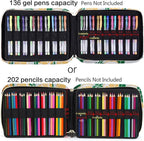 qianshan Pencil Case Holder Slot - Holds 202 Colored Pencils or 136 Gel Pens with Zipper Closure - Large Capacity Pen Organizer for Watercolor Pens or Markers - Perfect for Artist Grey Lemon