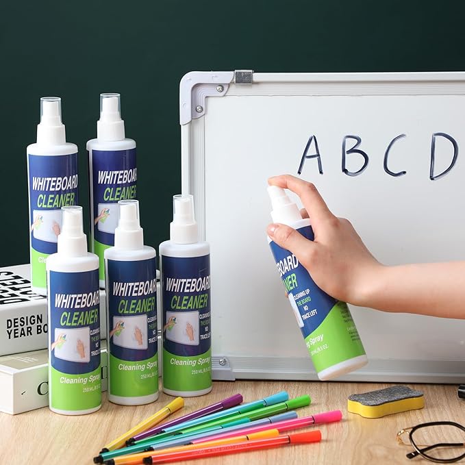 Swiffen 6 Pack Whiteboard Cleaner Spray Bottle 8.5oz Dry Erase Board Surface Cleaner White Board Cleaning Spray Removes Stubborn Marks from Chalkboard