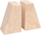 Faticdorr Luxury Marble Bookends for Shelves, 11LB Heavy Duty Marble Book Ends for Heavy Books, Stone Bookends Decorative, Polished, Orange Triangular, Set of 2