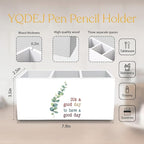 YQDEJ Motivational Eucalyptus Leaves Pen Holder for Desk Accessories, It's a Good Day to Have a Good Day Inspirational Wooden Box Sign Desk Pencil Holder Organizer for Home Office Decoration