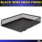 1InTheOffice Letter Trays for Desk Stackable, Front-Load Mesh Desk Tray Organizer, Black, 2 Pack