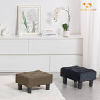 BRIAN & DANY Small Foot Stool, Linen Foot Stools with Legs, Stable Small Footstool for Living Room, Brown