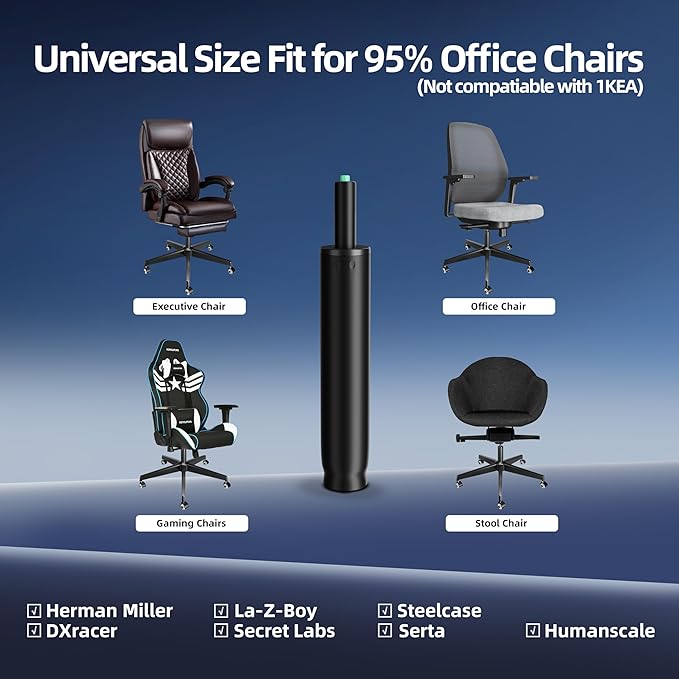 10 Inches to 15 Inches Office Chair Gas Lift Cylinder Replacement, 4.5" Stroke, Hydraulic Pneumatic Shock Piston, Heavy Duty 1000 lbs, Universal Fit for Most Office Chair, Class 4, Black