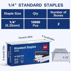 Deli Staples, 10000 Staples, Standard Staple for Desktop Staplers, 1/4'' Length, 210/Strip, 2 Boxes of 5000 Each