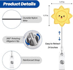 Happy Sunshine Badge Reel, Cute Retractable ID Card Badge Holders, Badge Clip for RN LPN CNA MA ER ED PT OT Therapists Physician Resident Nursing Student Socical Workers HR Administrative Personnel