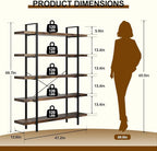 FURSUN Heavy Duty 5 Tier Bookcase, 70-in Tall Industrial Modern Large Bookshelf, Wood Farmhouse Bookcases Book Shelves and Metal Frame for Office, Bedroom, Living Room, Brown