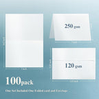 White Shimmer 5x7 Blank Cards and Envelopes, Goefun Pearl White Folded Cardstock and A7 Envelopes Self Seal 100 Pack for Wedding, Invitations, DIY Greeting Cardstock, Thank You Cards & All Occasion