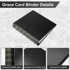 LETVPVOW Vintage Hardback 3 Ring Binder 2 Inch, Professional Leather Binders 2 Inch D Ring, Holds 400 Sheets Capacity - Black