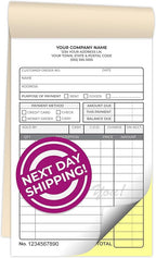 Custom 4.25" x 7" Carbonless NCR Books in 2-Part Duplicate Invoices, Receipts, Work Orders, Sales Orders, Purchase Orders, Estimates, Quote Forms with Your Company/Business Name (200 Sets)