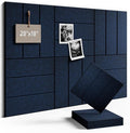 Fluxynara Felt Bulletin Board Tiles -28"x18" with 40 Adhesive Tabs, Cork Board Alternative for Office Decor, Push Pin Board Wall Organizer 6-Pack (Carbon Blue)