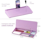 Varhomax Glass Desk Whiteboard with Storage, Desktop Organizer to-do List Memo Notepad Dry Erase White Board for Home Office and School Supplies (Purple)
