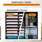 EasyPAG Wooden Literature Organizer with Adjustable Shelves, 36 Compartments Office Paper Organizer Storage 18000 Sheets Letter Size Paper, Student Mailbox for Classroom, Black/White