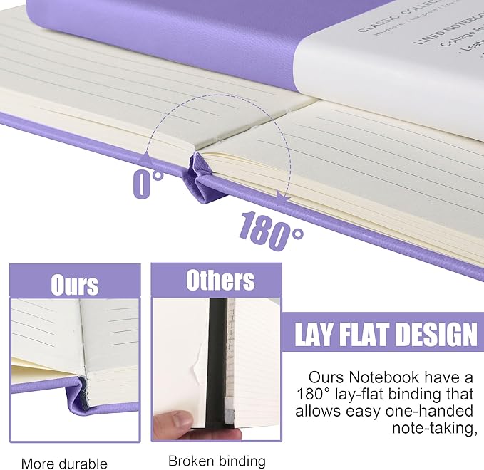 EMOMAS Lined Journal Notebook – Hardcover Notebook for Men & Women – Journals for Writing, Work, School, Home & Daily Notes, 160 Pages – Medium A5, 5.7"x8", 100 gsm Thick Paper (Mauve)