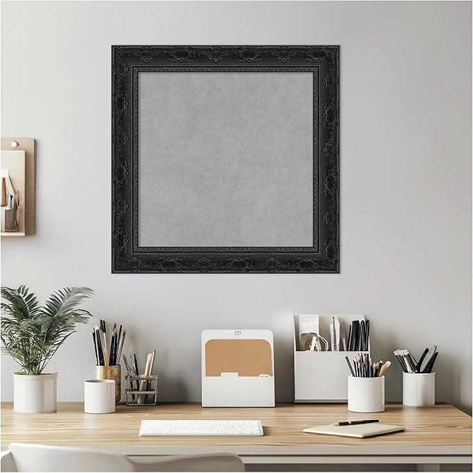Amanti Art Black Framed Magnetic Board 20x20 Small Vision Board for use with Magnets, 100% Metal Sheet to Display Items as Office Decor or for Home Organization in mudroom, Kitchen or Kids Room