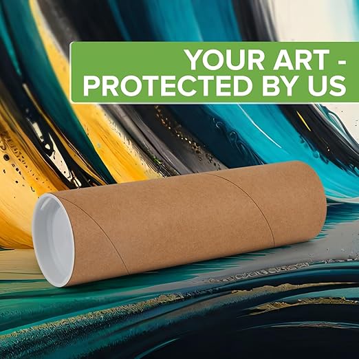3" x 12" Reinforced Kraft Paper Mailing Tubes, Pack of 4 Tubes with 2 Caps Each – USPS Approved Poster Tube – Made in USA Cardboard Tube for Shipping and Storing Posters, Prints, Artwork, or Documents