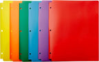 Amazon Basics Plastic 3 Hole Punch Folders with 2 Pockets, 8.5 x 11 inches, Pack of 6, Assorted Color