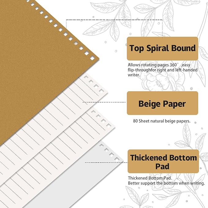 OSIMIG 24 Pack A5 Spiral Notebooks Bulk with Kraft Cover, 8x5.5 Inch Lined Paper Travel Journaling Notebooks, Composition Notebook for School Office Supplies, 80 Sheets 160 Pages