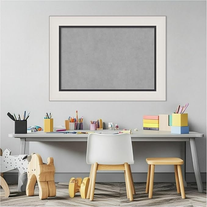 Amanti Art Silver Framed Magnetic Board 22x30 Medium Vision Board for use with Magnets, 100% Metal Sheet to Display Items as Office Decor or for Home Organization in mudroom, Kitchen or Kids Room
