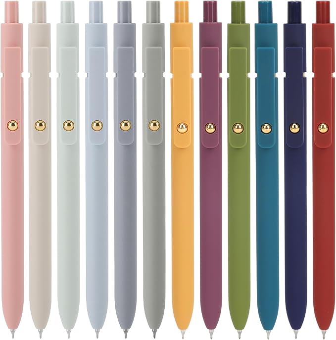 Ddaowanx Gel Pens, 0.5mm Quick Dry Black Ink Pens Fine Point Smooth Writing Pens, Cute Office School Supplies Gifts for Women (24 Pcs Vintage+Morandi-Black Ink)