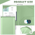 Henoyso 36 Pcs Plastic Folders with Clear Front Pockets Heavy Duty File Folders with 2 Pockets and Card Slot for Student Communication School Office Presentation Report (Sage Green)