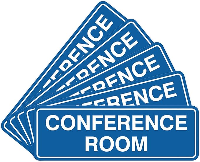Standard Conference Room Sign - Blue - Medium 5 Pack