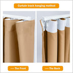 Hoeflife Room Divider Curtains Blackout Floor to Ceiling Curtain with Hook Wall Mount Sliding Door Curtains Ceiling Mount Extra Wide Curtain Wall Divider for Room Separation (Khaki, W120 x H84 Inch)